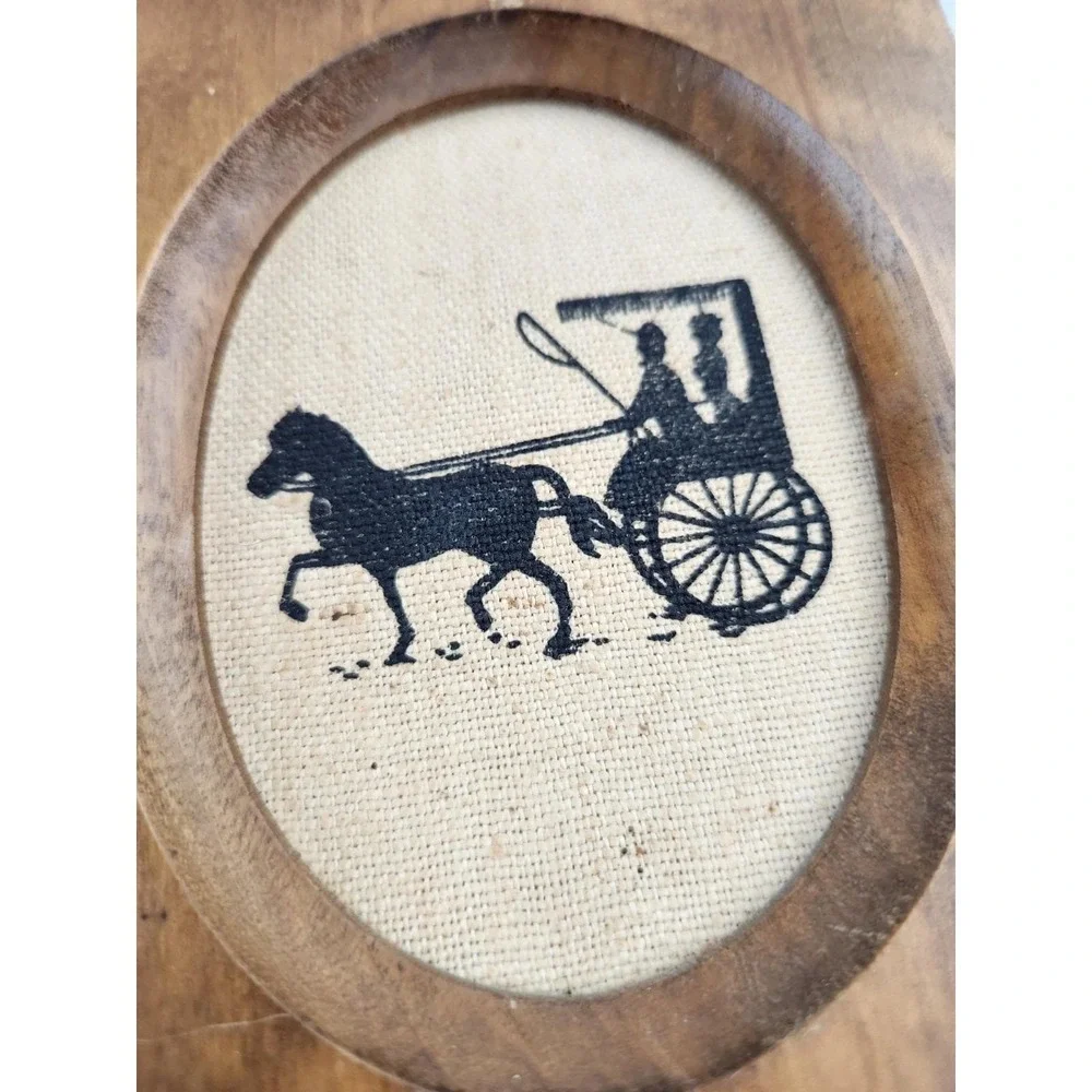 Vintage‎ Silhouette Victorian Horses Buggies Courting Couples Wooden Frame Decor